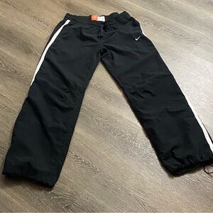2009 Y2K Nike Track Pants Medium Baggy Ankle Bands Lined Athletic GorpCore Cozy